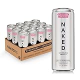 Naked Sparkling Energy Drink - Strawberry Lemonade, Organic Caffeine, Organic Lemon Juice, Zero Sugar, No Sucralose, Naturally Sweetened, Clean Energy Drinks, Vegan, Gluten-Free, Non-Gmo - 12Oz Cans (Pack Of 12)