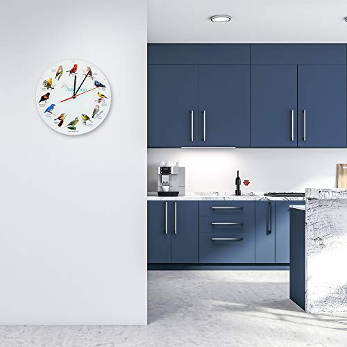 Mark Feldstein & Associates Audubon Songbird Species Non-Singing Classic White 12 Inch Smooth Glass Round Wall Clock #TOP5