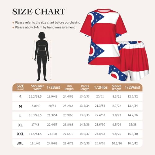 Pyjama Ohio pour femme à manches courtes et imprimé drapeau d'État