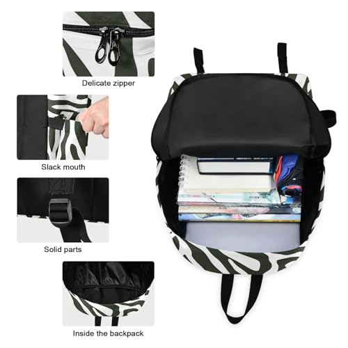 Backpack Lunch Box Set Large Capacity Travel Backpacks and Insulated Lunch Bag for Commute Hiking Picnic Zebra Stripes Print3