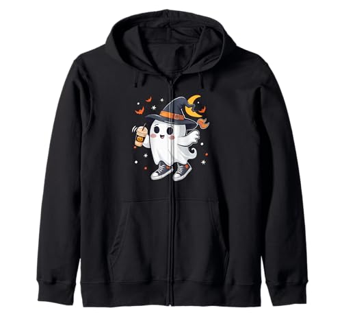 Fantasma de Halloween Beber Café Hip Hop Fantasma Ice Coffee Sudadera con Capucha