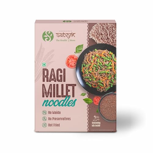 Image of S Siddhagiri's SATVYK THE HEALTH re STORE Ragi Millet Noodles (175gm) - With Tastemaker | No Maida | Ready to Cook Instant Millet Noodles | High Plant Protein & Fiber | Noodles