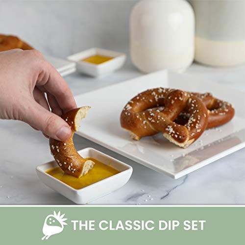 Chefq [4 Pack] 10" X 10" White Square Melamine Plates, Unbreakable Elegant Dinnerware Set With Sauce Dish #TOP6