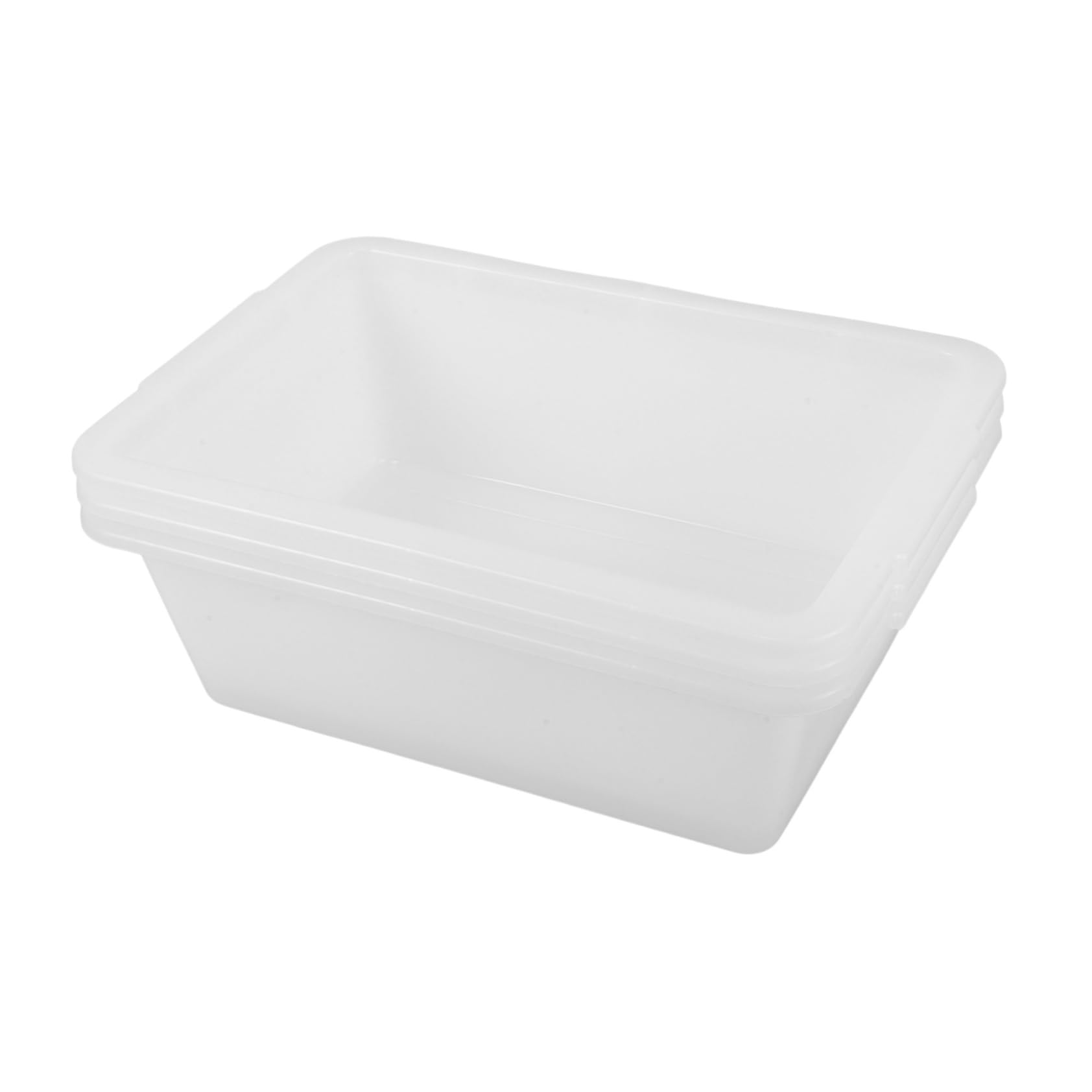 MUCKLILY 3pcs Box Plastic Rectangular Storage Bin Bus Tub Dish Wash Basin with Handle for Restaurant Lightweight Material Multi Occasion Use Space Saving Design Resistant