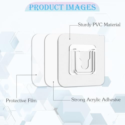 UBRAVE Selbstklebende Haken, 10 Paar Doppelseitige Selbstklebende Wandhaken, 15 kg Extra Stark, Abnehmbar, Wandhaken Selbstklebend Transparent, Küchenhaken für Küche Bad Wand Wohnzimmer, Transparent