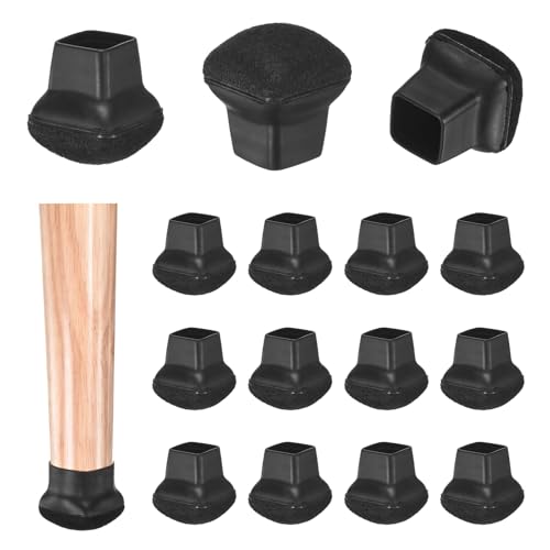 Image of M METERXITY 32-Pack Chair Leg Floor Protectors, 0.55 inch-0.75 inch Silicone Cups Square Felt Furniture Pads for Chairs /Tables in Hardwood Floors /Tile Floors, Chair Leg Covers [Black]