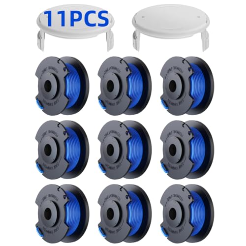 11 Pack Bobine Fil Coupe Bordure remplacements pour Ryobi One + AC14RL3A 18v 24v 40v Coupe Bordures, Bobine Ø 1,6mm, Longueur 30,17m (9 Bobine Fil Coupe Bordure,2 Couvercle)