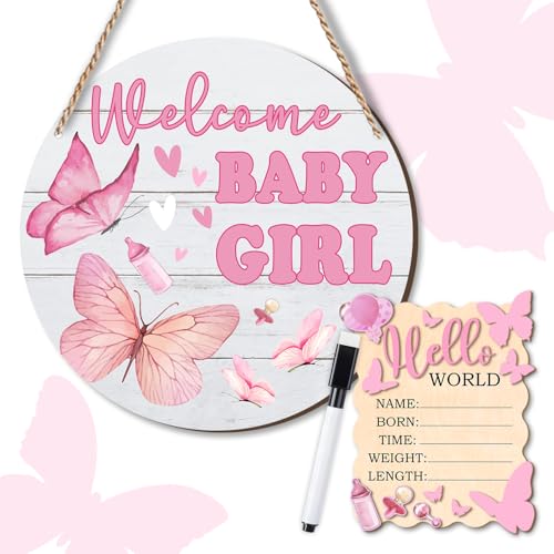 Baby Announcement Sign Hello World Welcome Baby Girl