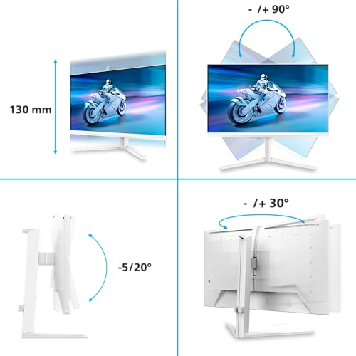 Philips 27M2N6501L 26,5 cala WQHD Monitor, 240 Hz, Panel QD-OLED, 0,03 ms GtG, Adaptive Sync, HDR10, G-Sync Comp., regulacja wysokości (2560 x 1440, HDMI 2 x 2.1, DP 1 x 1.4, koncentrator USB) Biały