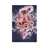 Póster de Luffy Four Gear Snake Man en lienzo y arte de pared con impresión moderna para dormitorio familiar, 30 x 45 cm