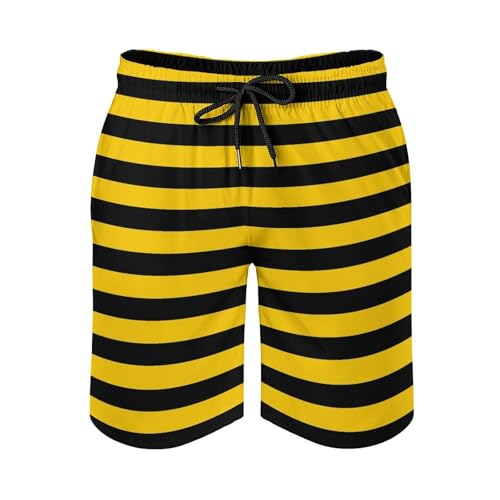 Bee Yellow Black Stripes Men's Swim Trunks Quick Dry Bathing Suit Swimming Shorts Beach Swimwear2