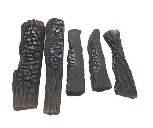 5er-Set Keramikholz Deko-Holz für Bio-Ethanol oder Gas Kamin hitzebeständige Keramik-Holzscheite Kaminholz