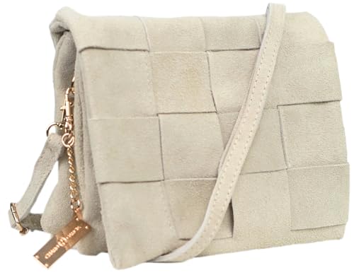 Premium Italian Leather Handmade in Florence, Italy. Suede Crossbody Bag for Women with a Detachable Strap Made in Italy