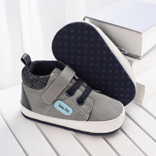 Image of CENCIRILY Baby Boys Girls High Top Sneakers Soft Soles Anti Skid Infant Ankle Shoes Toddler Prewalker First Walking Crib Shoes