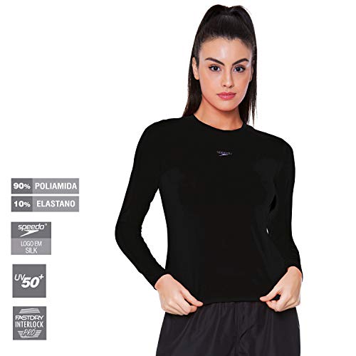 Speedo UV Protection M/L Camiseta de Manga Comprida, Mulheres, Preto, G