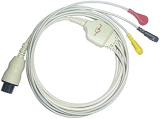 3 Lead ECG Cable Compatible with Blue star/BPL/Mindray/GE/Akas/Bionet/Mek/Concept/Mediaid/Kopran/Edan 6 pin snap type.