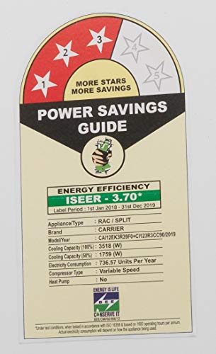 Image of Carrier 1 Ton 3 Star Inverter Split AC (Copper CAI12EK3R39F0+CI123R3CC90 White)