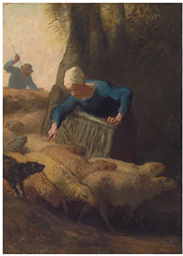 Poster Compter le troupeau de Jean François Millet impression sur toile salon 60x90cm