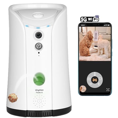 SKYMEE-Dog-Camera-Treat-Dispenser-24G5G-WiFi-Remote-Pet-Camera-with-Two-Way-Audio-and-Night-Vision-Compatible-with-Alexa
