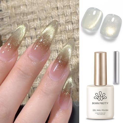 BORN PRETTY Gold Cat Magnetic Eye Gel Polish Holographic Glitter Gel Polish