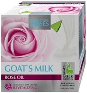 Agiva Roses Moisturizing & Revitalizing Anti-wrinkle Day Face Cream Goat's Milk Protein, Rosa Damascena Oil, Argan Oil & Q10 Complex for Normal to Mixed Skin 50ml by Agiva