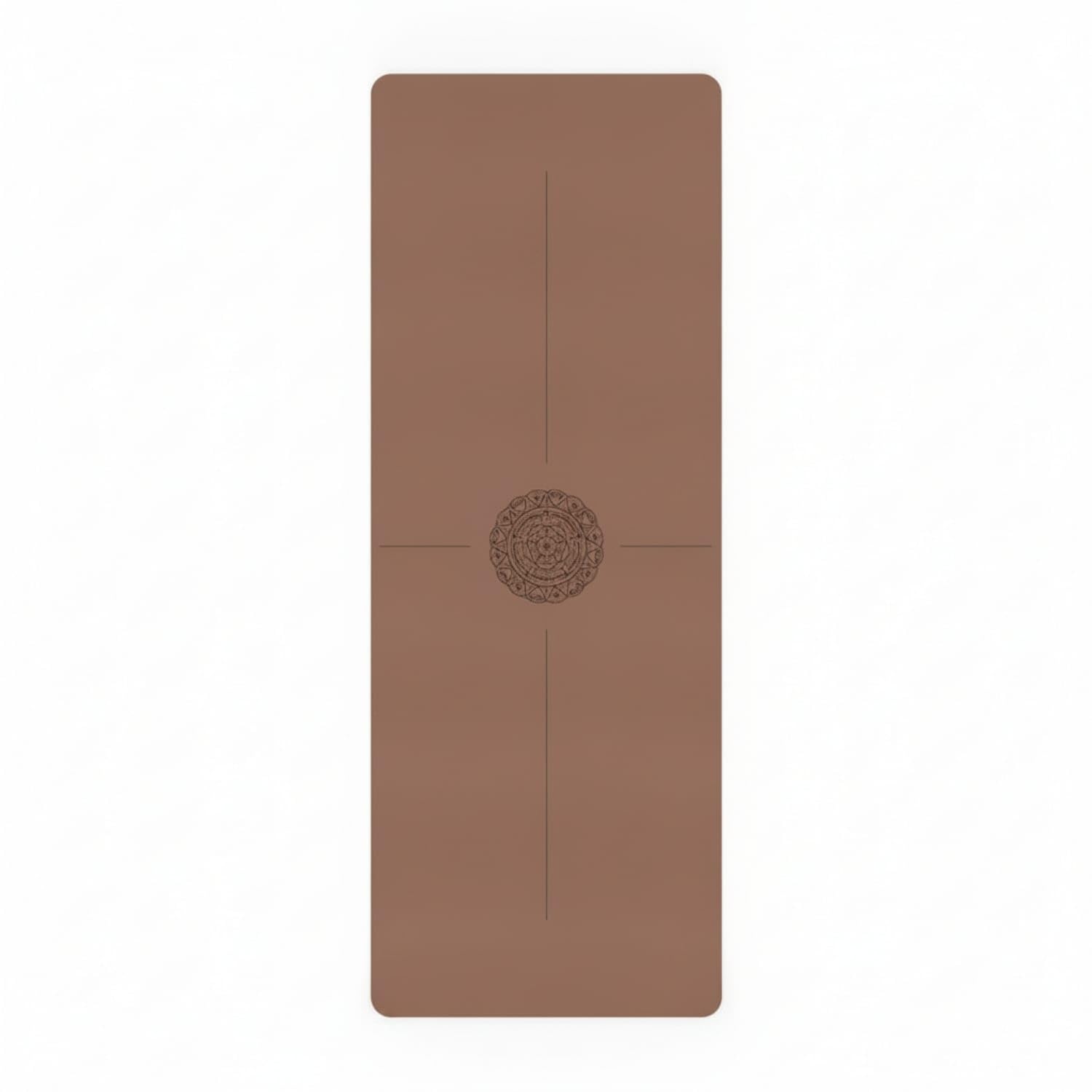 Center Medallion Pattern Exercise Mat Solid Color Alignment Exercise Mat, Coffee, Single Line-picture-17