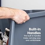 IRIS USA Open Front Storage Bins, Large - 3 Pack, Heavy Duty Garage Storage, Stackable Storage Bins, Tools Hose Household Product Sporting Goods, Wide Open Front, Interlocked Secure Stacking, Gray - Image 5