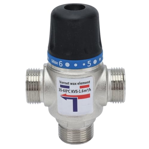 サーモスタットミキシングバルブ、おねじティー真ちゅうミキシングバルブ35-60℃)95-140℉)シャワー用温度制...