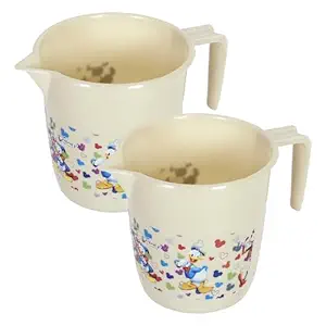Kuber Industries Disney Team Bathroom Mug | Plastic Bath Mug for Bathroom | Mug for Bathroom | Mug for Toilet | Washroom Jug | 111 Bath Mug | 1 LTR | Pack of 2 | Beige