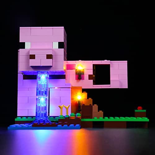 Image of BrickBling Light Kit for Lego Minecraft Pig House 21170 Playset, Creative Lighting for Lego Pig House Compatible with Lego 21170 (No Model, Only Lights)