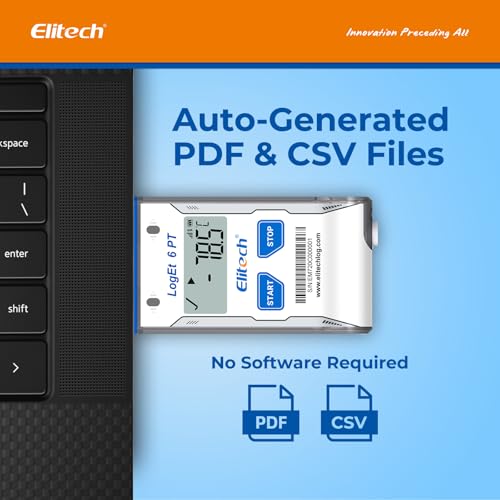 Image of Elitech Dry Ice Temperature Data Logger, USB PDF Single-Use Cold Chain Monitor -121～122℉, 16000 Points 30 Days Shadow Data No Software Needed for Medical Lab Vaccine Cold Storage Transport LogEt6PT