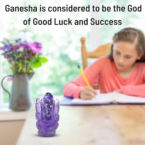 Image of Crystal Ganesha Idol for Home Decor and Car Dashboard - 1 inch Ganesh Idol for Ganesh Chaturthi Decoration Items Gift (Amethyst, 1 Inches)
