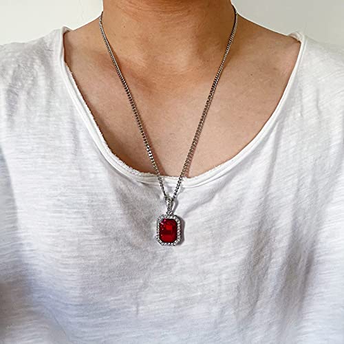 Hip Hop Necklace Iced Out Crystal Pendant Jewelry Gemstone Zirconia with Stainless Steel Cuban Chain Silver/Gold Plated for Men Women4