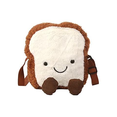 NEEVAS Women Plush Toast Bread Shoulder Handbag Girls Cute Lightweight Crossbody Purse Cover