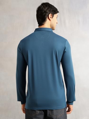 Image of Thomas Scott Men's Regular Fit Polo Performance T-Shirt | Viscose Rayon Fabric | Solid Knitted Polo Collar | Long Sleeves | Soft, Breathable & Comfortable Casual Wear for Men
