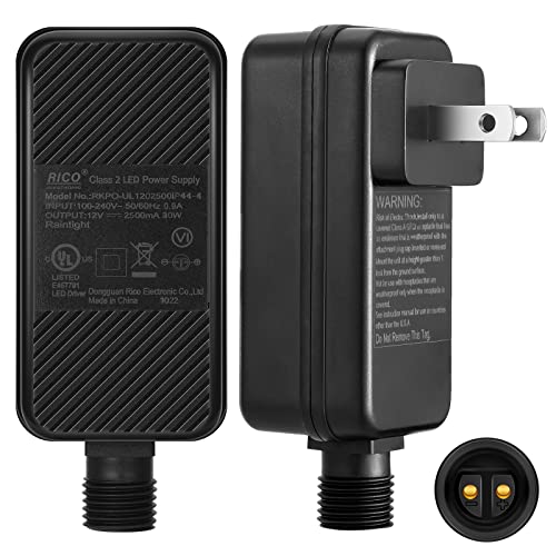 2 Pieces Class 2 Power Supply LED Transformer Replacement Outdoor Low Voltage Power Adapter for Christmas Rope Light Inflatable Decorations(12V30W 2.5A)
