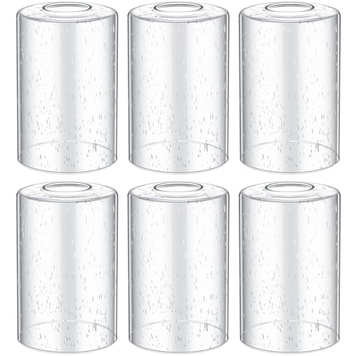 Image of Teenyyou 6 Pcs Clear Bubble Seeded Glass Shade Replacements for Pendant Light Fixtures Glass Lamp Shade Cover, 1-5 /8 Inch Fitter E26 Base, 4 inchw x 6 inchh, Replacement Lamp Globe for Chandelier Wall Sconce