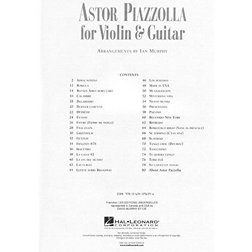 Astor Piazzolla for Violin & Guitar