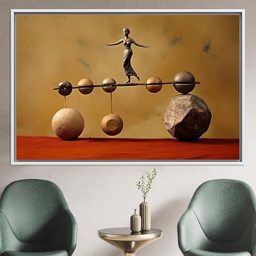 Tableau de cuisine Équilibre femme pierres toile chic 50x70