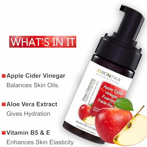 Image of Drontika Wild & Pure Apple Cider Vinegar Foaming Face Wash - No Parabens, Sulphate & Silicones 150ml. (Apple Cider Vinegar)