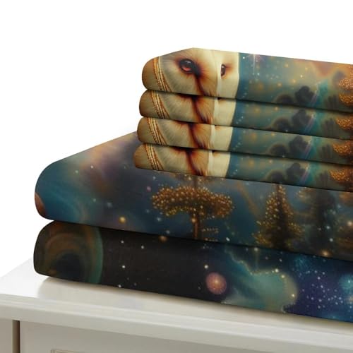 Housse de couette chouette blanche imprimé 3D microfibre lit single