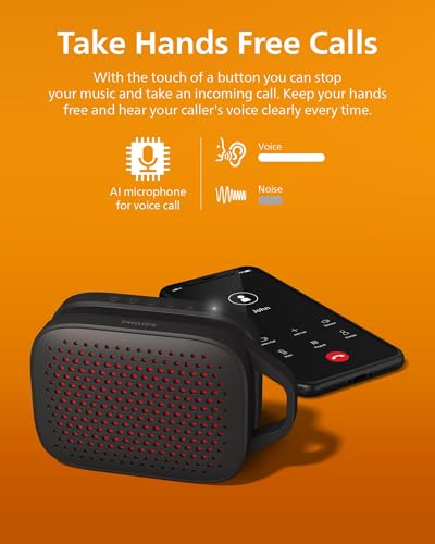 Image of PHILIPS S1209 Portable Bluetooth Speaker,Wireless Speakers with Extra Bass,Quality Sound,12 H Battery,TWS Pairing,Support Stereo Sound,Bluetooth 5.3,IPX4 Waterproof,for Indoor & Outdoor,Small,Black