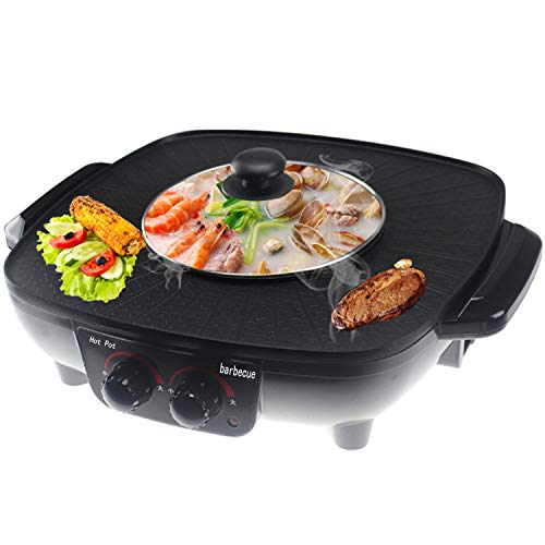 Shabu-shabu Integrated Pot, Party Electric Shabu-shabu, Multi-function Baking Pot, Korean Non-stick Electric Barbecue Tray, Electric Cooker