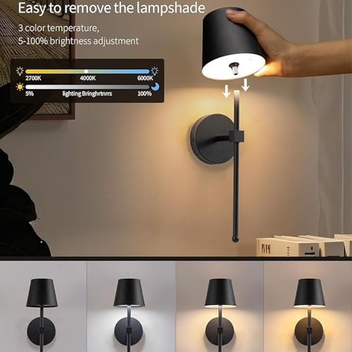 Lámpara de pared recargable para dormitorios sin enchufes cerca de la cama 2