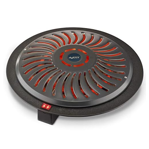AVANT AV7559 - Brasero Eléctrico 900w con 3 Niveles De Potencia: 400w - 500w - 900w. Cable De 1,8 M, Protección Térmica. Color Gris