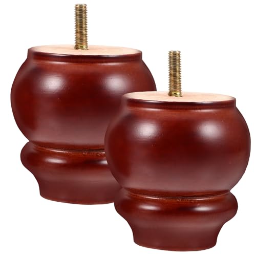 Ciieeo Patas de Muebles de Madera Maciza sin Pintar, 2 Piezas, Color Rojo Caoba, Altura 8 Cm, Rosca, Patas para Sofá, Mesa, Mueble TV y Reposición para Bricolaje