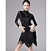 ZYDANC Black,XL,Salsa Latin Dance Performance Dresses Fringe Tango Party Dancing Costume Cha Cha Ballroom Dancing Outfits