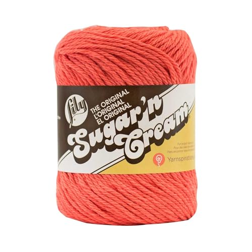 Image of Lily Sugar 'N Cream The Original Solid Yarn, 2.5oz, Medium 4 Gauge, 100% Cotton - Tangerine - Machine Wash & Dry