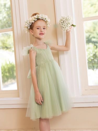 MCieloLuna Girls Tulle Tutu Mini Dresses 2025 Cute V-Neck Wedding Flower Girl Toddlers Dance Party Dress3