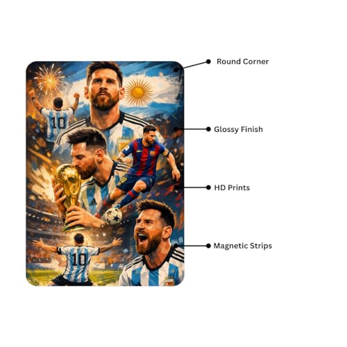 Image of Zesta Bathroom Decor Items Washroom Decor Tin Sign | Aesthetic Posters Wall Poster for Bedroom | Magnetic Cafe Decoration Items /Restaurant Decorations Items | Quirky Home Decor Bar Accent (Messi (4))